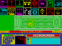 A Ticket to Ride (ZX Spectrum) screenshot: Colour variations in the background