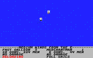 Sid Meier's Pirates! (Apple IIgs) screenshot: Battle between ships