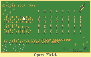 Cohort II (Atari ST) screenshot: Compose your army