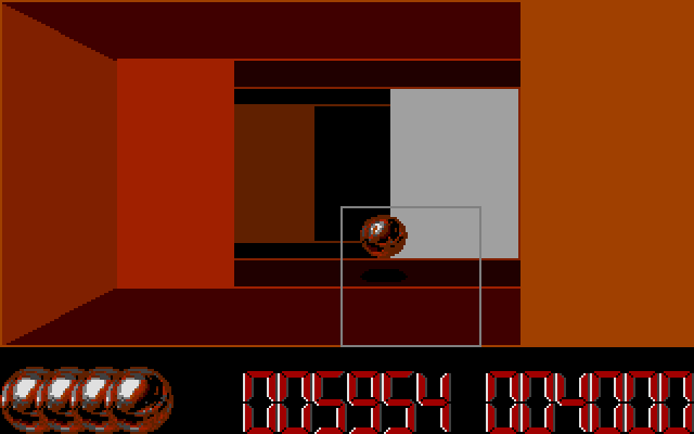 The Light Corridor (Atari ST) screenshot: The ball bounces off obstacles and come back to you at different angles.