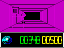 The Light Corridor (ZX Spectrum) screenshot: Try to guide the bat through the square (without missing the ball, natch)