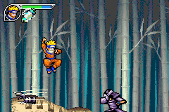 Naruto: Ninja Council 2 (Game Boy Advance) screenshot: Using a teleport move to evade an enemy's attack