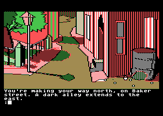 Mindshadow (Atari 8-bit) screenshot: Exploring Baker Street