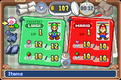 Mario & Luigi: Superstar Saga (Game Boy Advance) screenshot: Menu screen