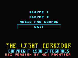 The Light Corridor (MSX) screenshot: Player and Music select