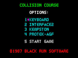 Collision Course (ZX Spectrum) screenshot: Main menu