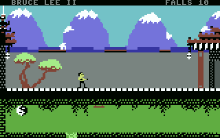 Bruce Lee II (Commodore 64) screenshot: Admiring the palace garden