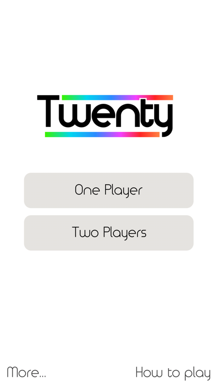 Twenty (Android) screenshot: Title Screen