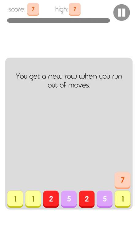 Twenty (Android) screenshot: Learning the rules of the game