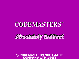 Cosmic Spacehead (SEGA Master System) screenshot: Codemasters splash screen