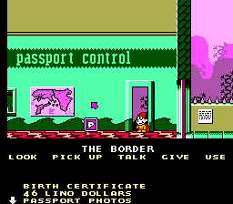 Cosmic Spacehead (SEGA Master System) screenshot: Passport control