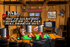 Donkey Kong Country (Game Boy Advance) screenshot: Cranky gives some advices, remembers the past and is very affectionate with you.