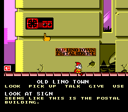 Cosmic Spacehead (SEGA Master System) screenshot: Starting out in Old Lino Town