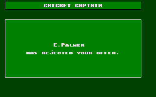 Cricket Captain (Atari ST) screenshot: Fail and they all disappear, and you can't search again this week