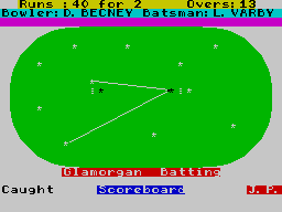 Cricket Captain (ZX Spectrum) screenshot: He's holed-out there