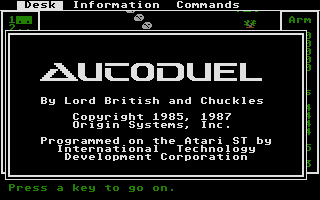 AutoDuel (Atari ST) screenshot: Title screen