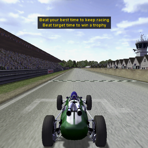GP Classic Racing (PlayStation 2) screenshot: On the grid at in a Challenge race. Though it's not shown here the time to beat is preset at 1 min 11 seconds