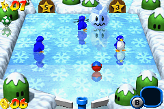Mario Pinball Land (Game Boy Advance) screenshot: Other ice area, this time with some lazy penguins.