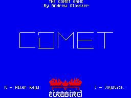 The Comet Game (ZX Spectrum) screenshot: A 3D word effect to usher the game in