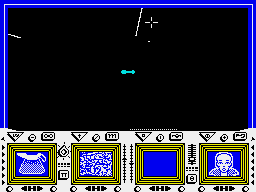 The Comet Game (ZX Spectrum) screenshot: The darker the ship, the less shots it can now withstand