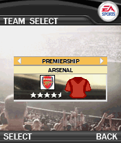 FIFA 07 (J2ME) screenshot: Team selection