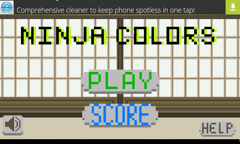 Ninja Colors (Android) screenshot: Main menu.