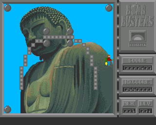 Bomb Busters (Amiga) screenshot: Using jetpack