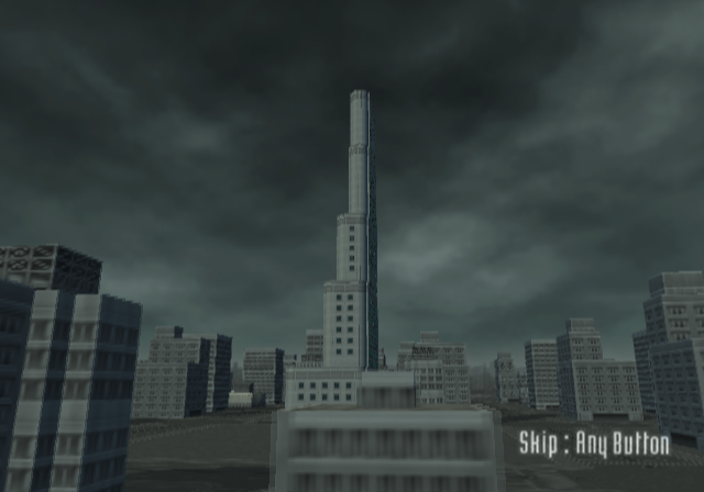 Detonator (PlayStation 2) screenshot: Playing the main game<br>This is the start of the first building. The player gets a fly-by before they go to work on it. Shame because it looks better than the buildings around it