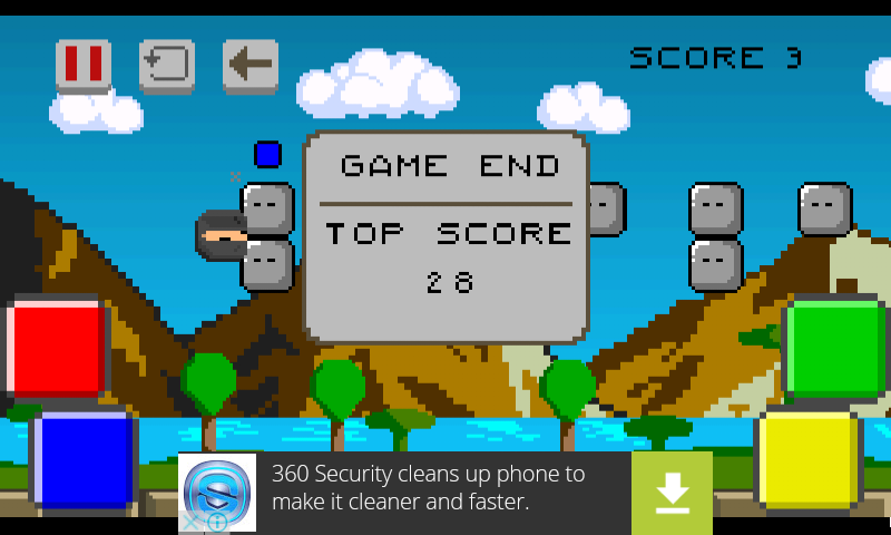 Ninja Colors (Android) screenshot: Game over.