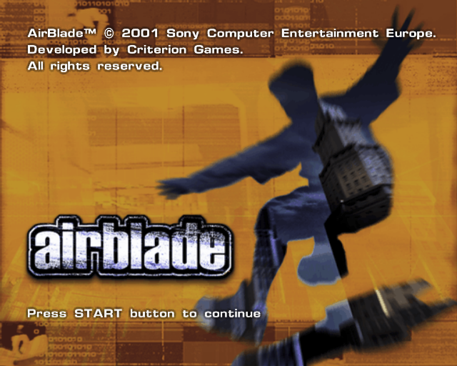 AirBlade (PlayStation 2) screenshot: The game's title screen