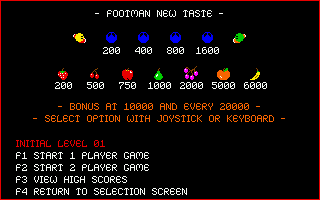 FootMan (Amiga) screenshot: New taste menu