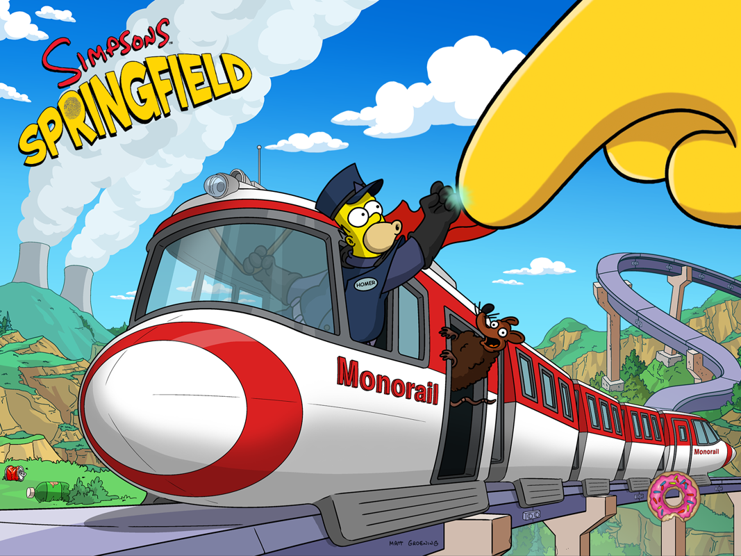 The Simpsons: Tapped Out (iPad) screenshot: Splash screen for Monorail 2015 Event