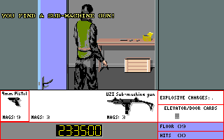 Persian Gulf Inferno (Amiga) screenshot: Hey ! We found a UZI ... now the action can begin !