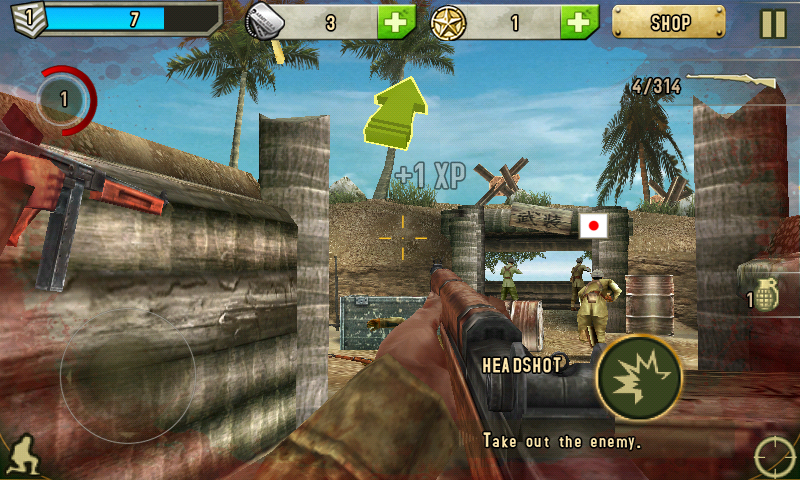 Brothers in Arms 2: Global Front (Android) screenshot: XP is earned for every kill
