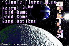 BackTrack (Game Boy Advance) screenshot: Main menu