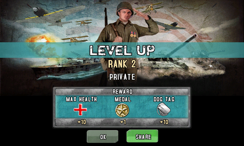 Brothers in Arms 2: Global Front (Android) screenshot: Level up
