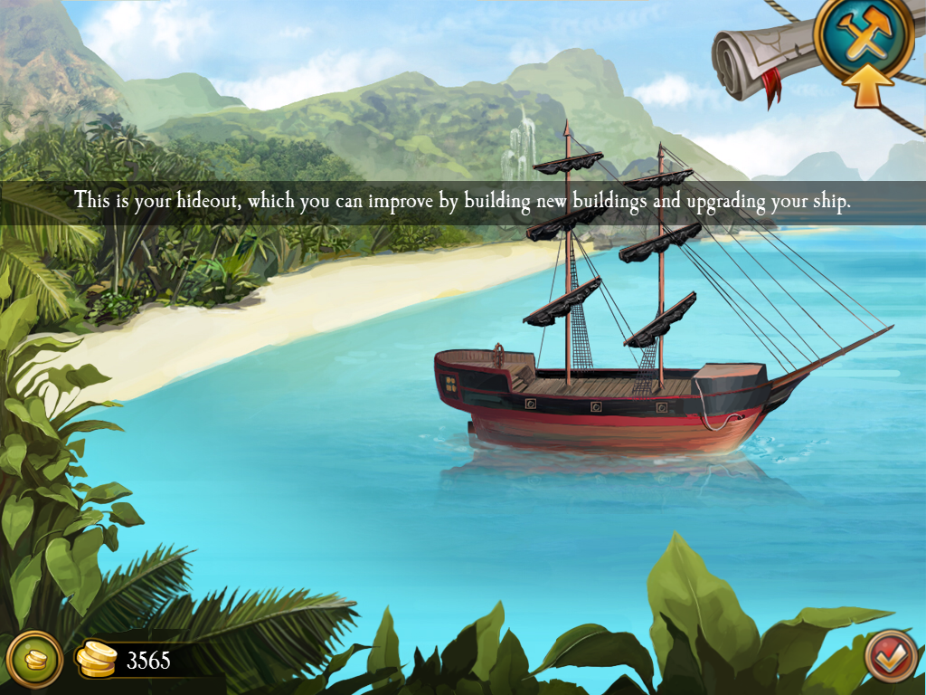 Seven Seas Solitaire (iPad) screenshot: Introducing your hideout