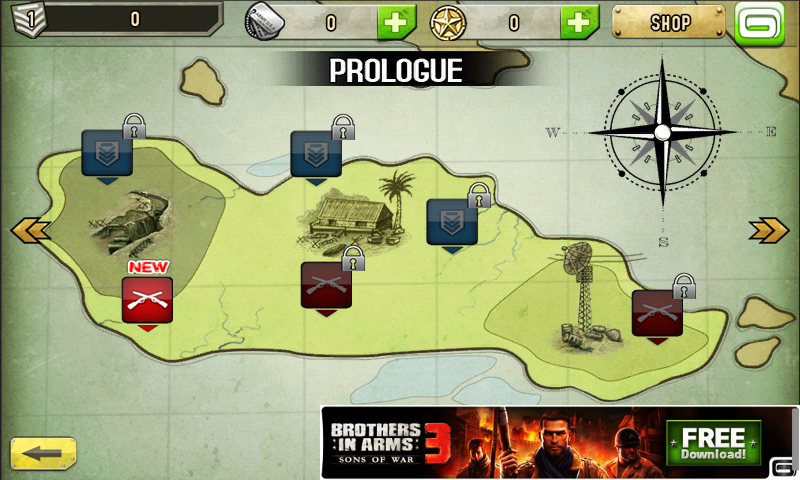 Brothers in Arms 2: Global Front (Android) screenshot: Map