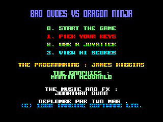 Bad Dudes (Amstrad CPC) screenshot: Startup