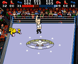 Ring King (MSX) screenshot: Will he stand up in time?