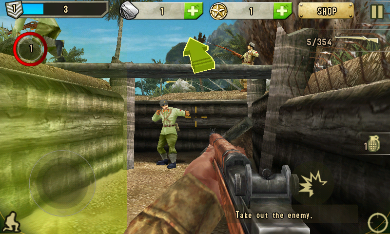 Brothers in Arms 2: Global Front (Android) screenshot: Combat in trench