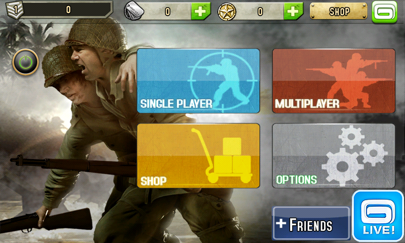 Brothers in Arms 2: Global Front (Android) screenshot: Main menu