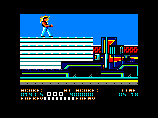Bad Dudes (Amstrad CPC) screenshot: "Help! My hair is on fire!"