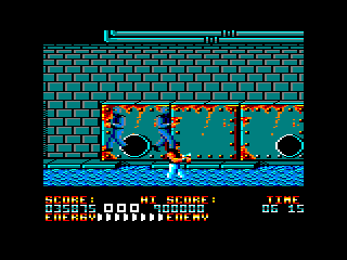 Bad Dudes (Amstrad CPC) screenshot: Walking in the water