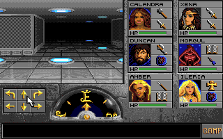 Eye of the Beholder II: The Legend of Darkmoon (Amiga) screenshot: Must find a safe way through this area with light beam firing plates.