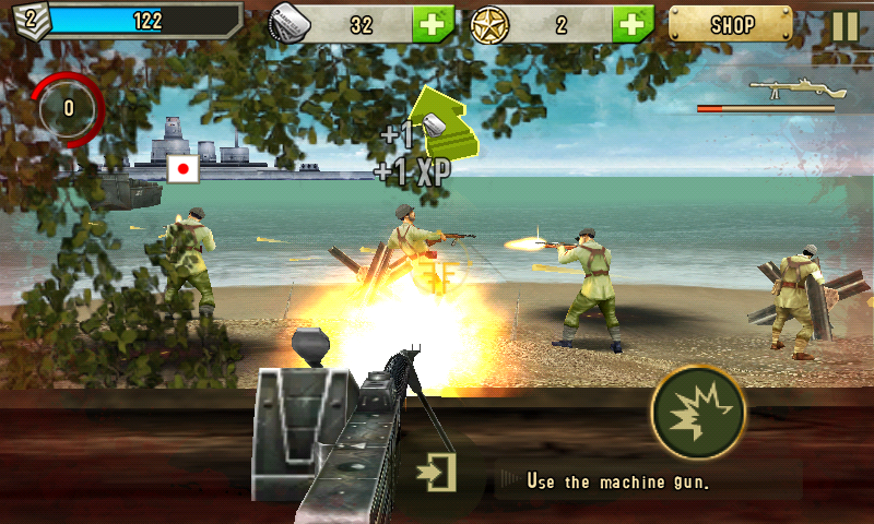 Brothers in Arms 2: Global Front (Android) screenshot: Using a stationary gun