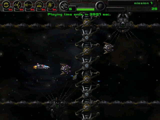 Astrobatics (Windows) screenshot: Start of level one. The demo version has a time limit of one hour.