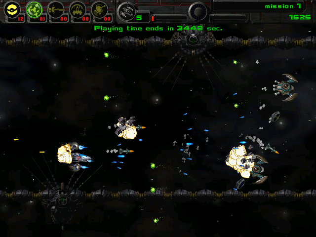 Astrobatics (Windows) screenshot: Things explode noisily in space, right?