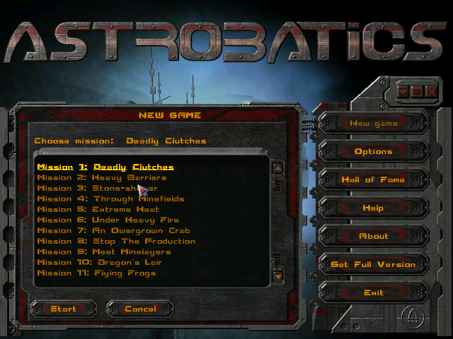 Astrobatics (Windows) screenshot: Chapter selection