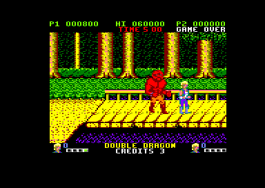 Double Dragon (Amstrad CPC) screenshot: Crossing a bridge
